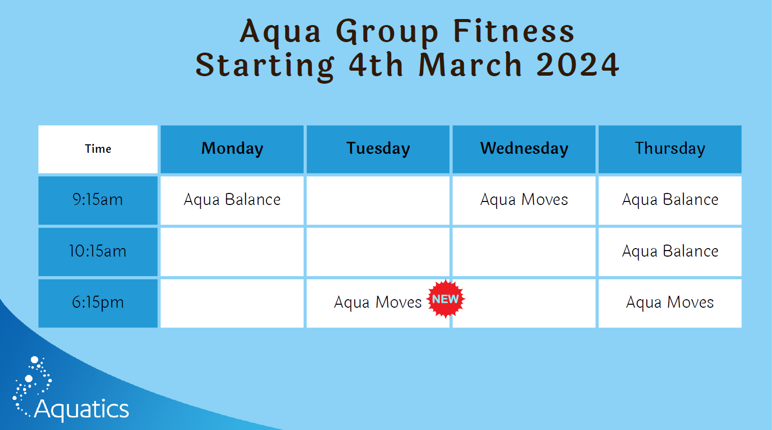 New Group Fitness Timetable